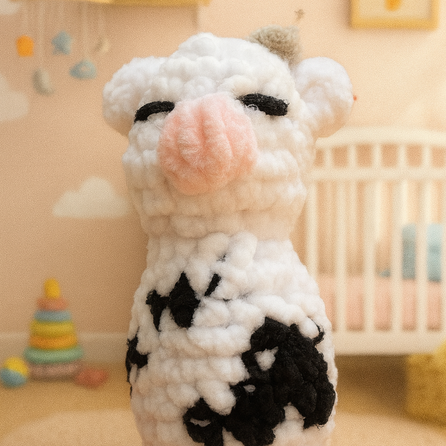 Handmade crochet farm animal baby rattles