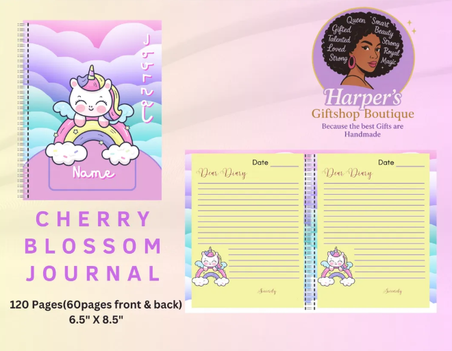 Personalized Unicorn Journal – Cute Kids Diary | 120-Page Custom Name Notebook | Magical Unicorn Stationery Gift for Girls