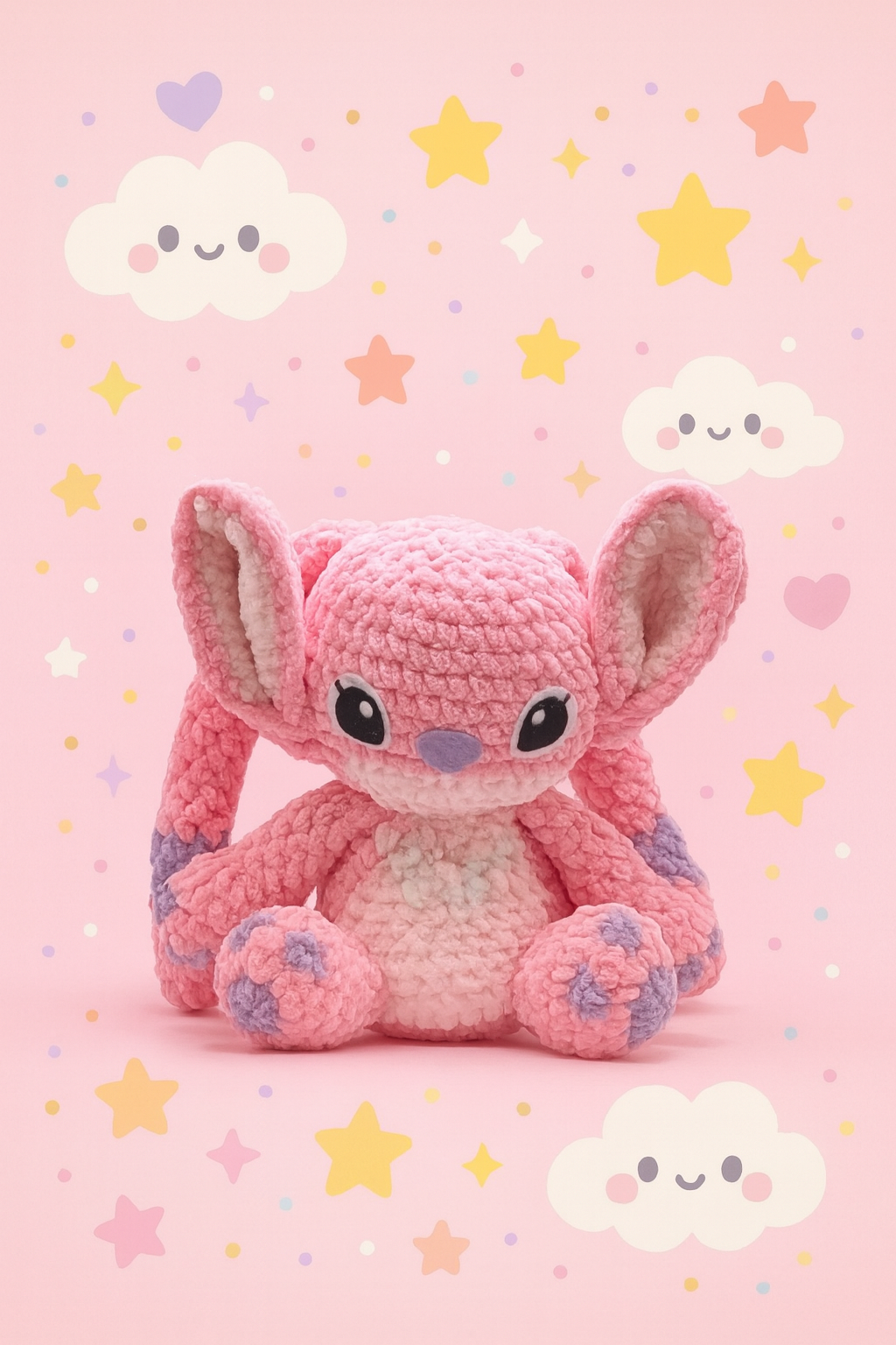 Handmade Pink Alien Crochet Plushie – Soft Kawaii Amigurumi Gift
