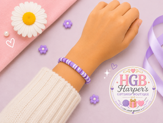 ** Lavender Dreams Clay Bead Bracelet | Heishi Bracelet | Purple Bracelet | Handmade Jewelry | Gift for Her | Minimalist Bracelet