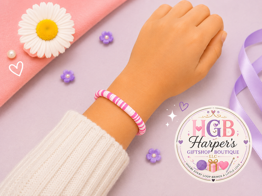 ** Pink Bliss Clay Bead Bracelet | Heishi Bracelet | Pink Bracelet | Handmade Jewelry | Gift for Her | Girly Bracelet