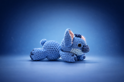 Handmade Crocheted Stitch Plushie | Splooting Stitch Crochet Doll | Soft Kawaii Plush | Disney-Inspired Gift for Stitch Lovers