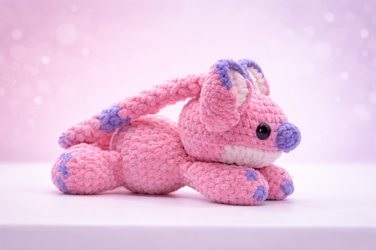 Crocheted Splooting Angel Plushie (Inspired by Angel from Stitch)