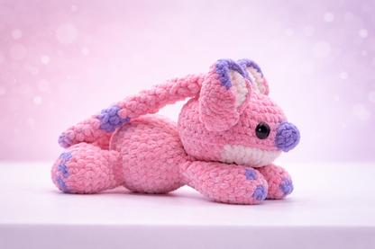 Crocheted Splooting Angel Plushie (Inspired by Angel from Stitch)