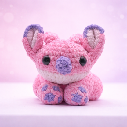 Crocheted Splooting Angel Plushie (Inspired by Angel from Stitch)