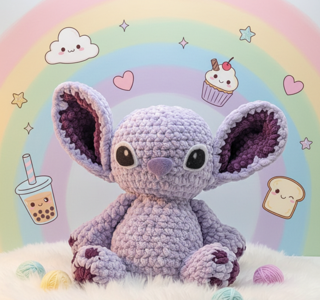 Dreamy lavender purple Allen baby galaxy crochet plushie – handmade
soft alien stuffed animal kawaii gift