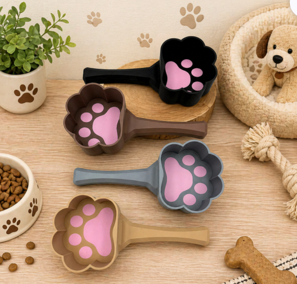 Paw Print Pet Food Scoop | 1 Cup & 2/3 Cup Measuring Scoops for Dogs & Cats