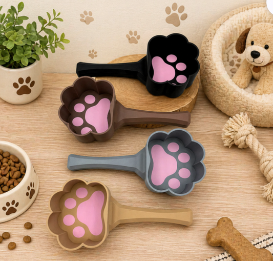Paw Print Pet Food Scoop | 1 Cup & 2/3 Cup Measuring Scoops for Dogs & Cats