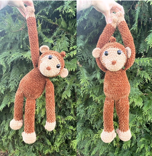 MoMo hanging monkey crochet plush – handmade amigurumi stuffed
animal for kids nursery decor and baby shower gifts
