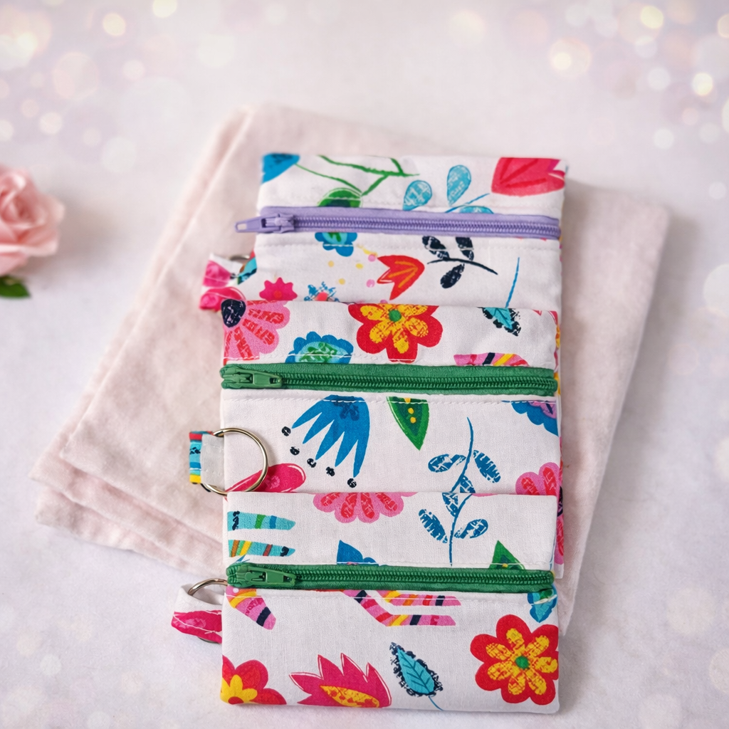 Handmade Coin Pouch Keychain | Cute Zipper Wallet for Coins, Cards & Cash