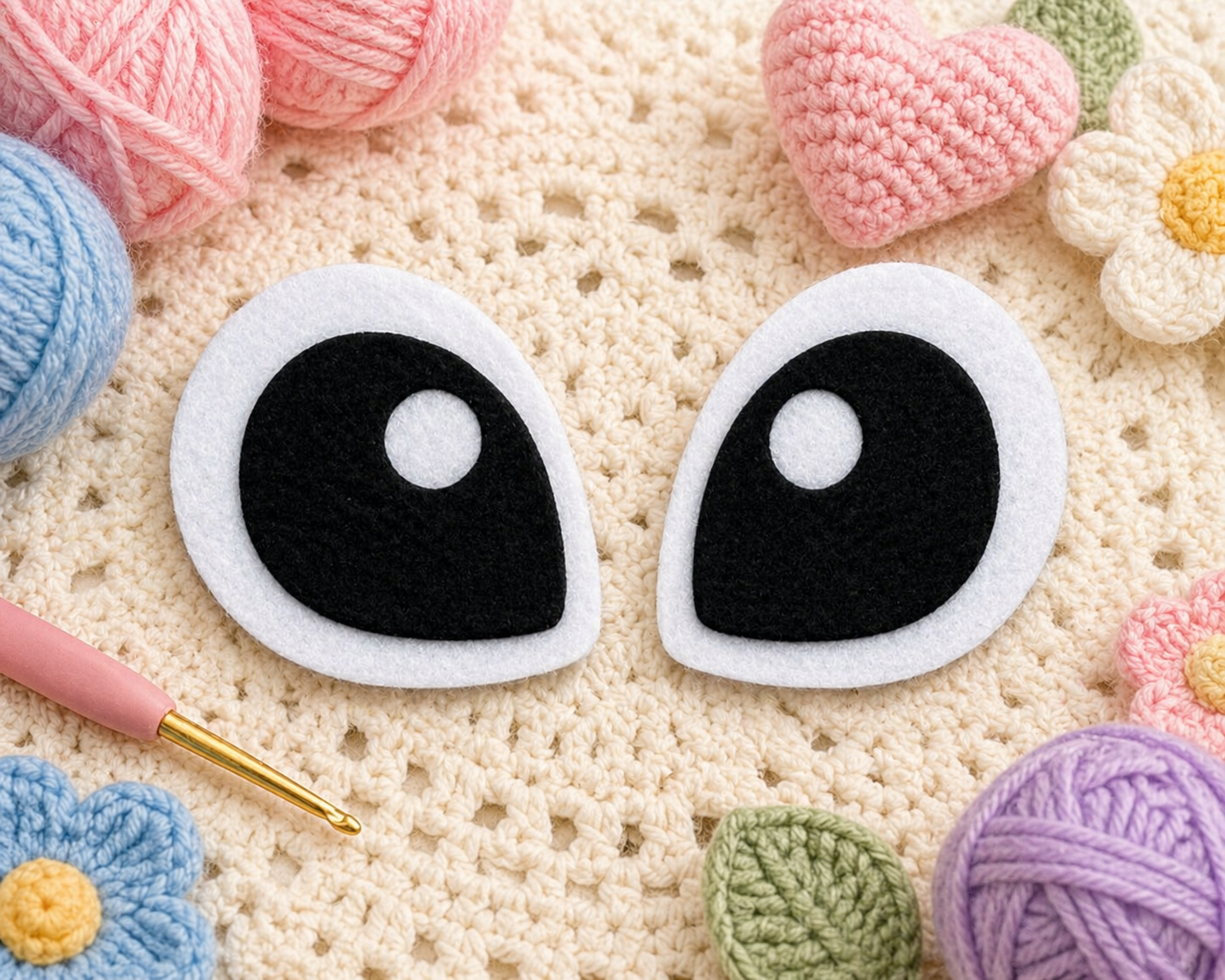 Kawaii Alien-Inspired Felt Eyes – 6 Pair Pack | Pre-Cut Eyes for Crochet Plushies, Amigurumi & Stuffed Animals