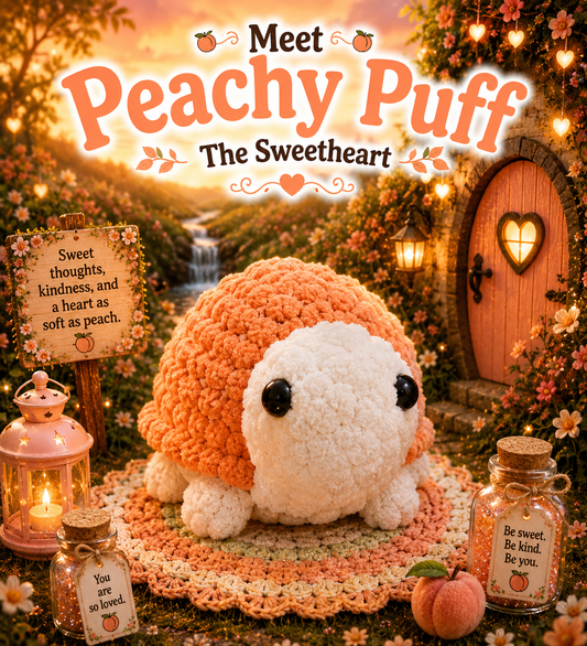 Peachy Puff The Sweetheart — Handmade Crochet Turtle Plushie with Adoption Card | Peach Stuffed Animal |
Baby Shower Gift | Gentle Birthday Gift for Kids