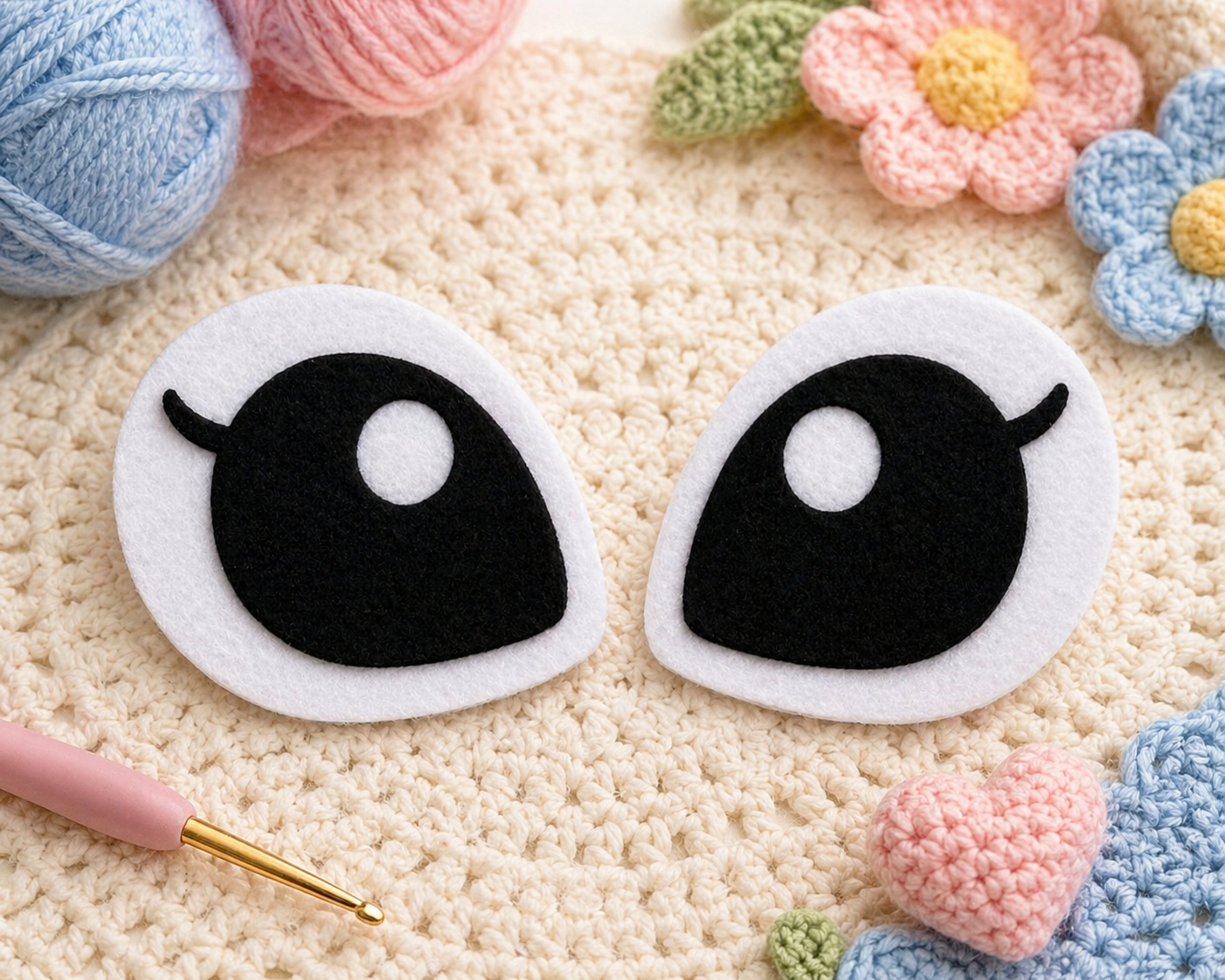 Kawaii Alien-Inspired Felt Eyes – 6 Pair Pack | Pre-Cut Eyes for Crochet Plushies, Amigurumi & Stuffed Animals